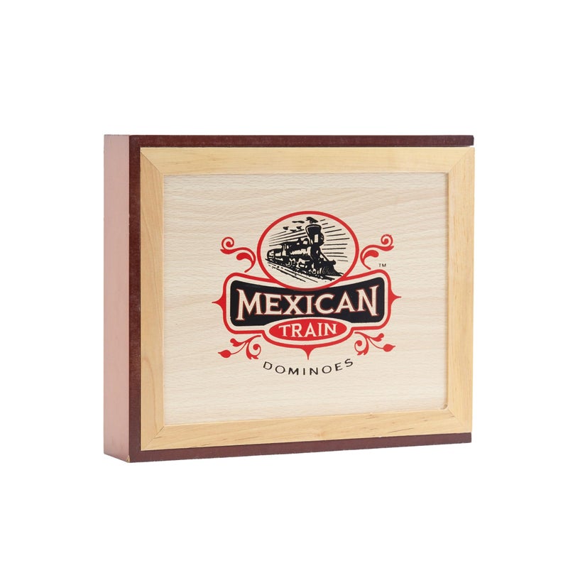 Front Porch Classics | Mexican Train Domino Set in Wooden Collector Box from Front Porch Classics for 2 to 8 Players Ages 8 and Up - Image 1